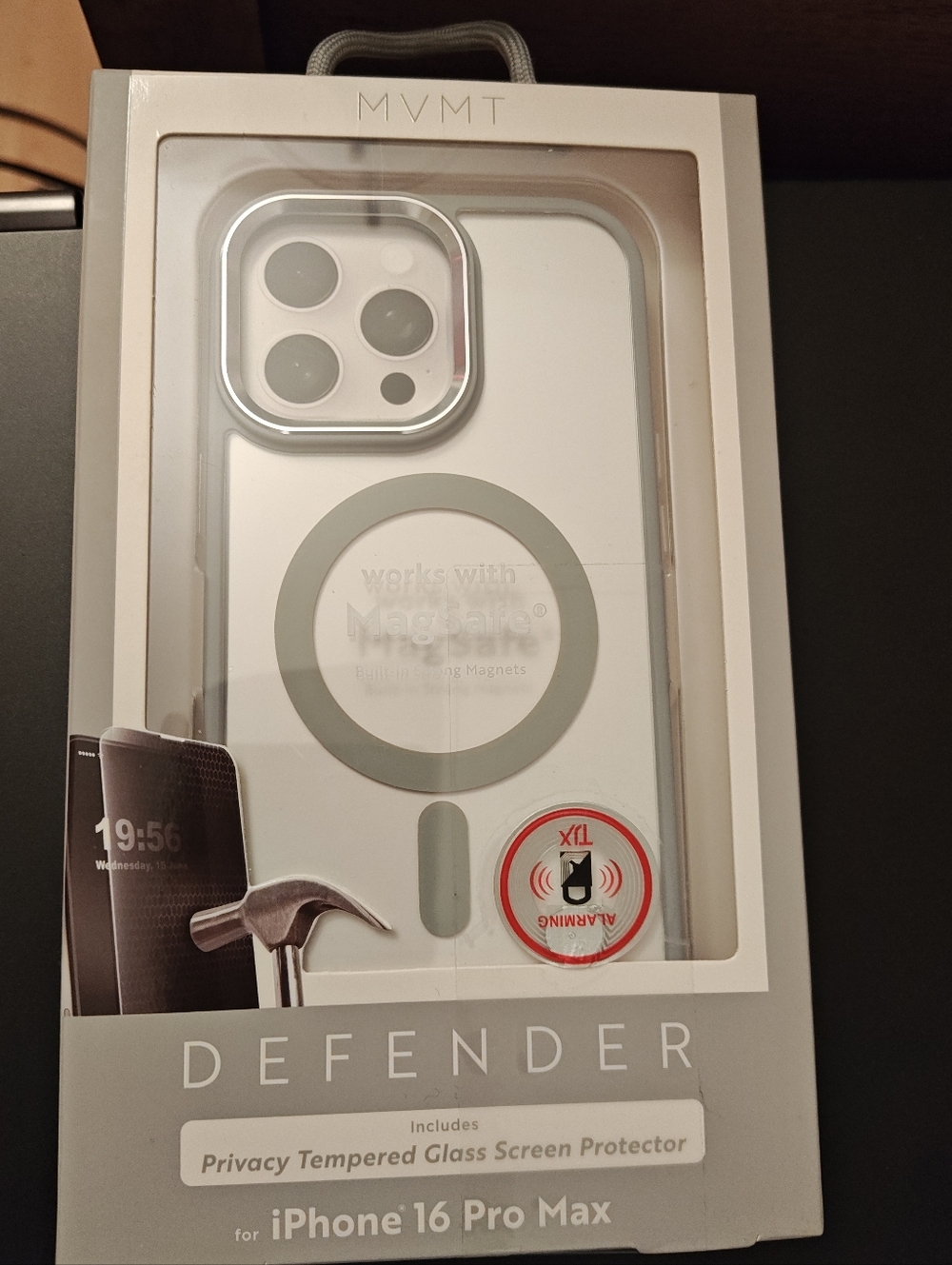 MVMT Defender Clear White/Grey iPhone 16 Pro Max Case with MagSafe Ring